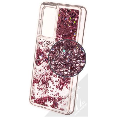 Pouzdro 1Mcz Liquid Diamond Sparkle ochranné s přesépacím efektem třpytek Huawei P40 růžově zlaté