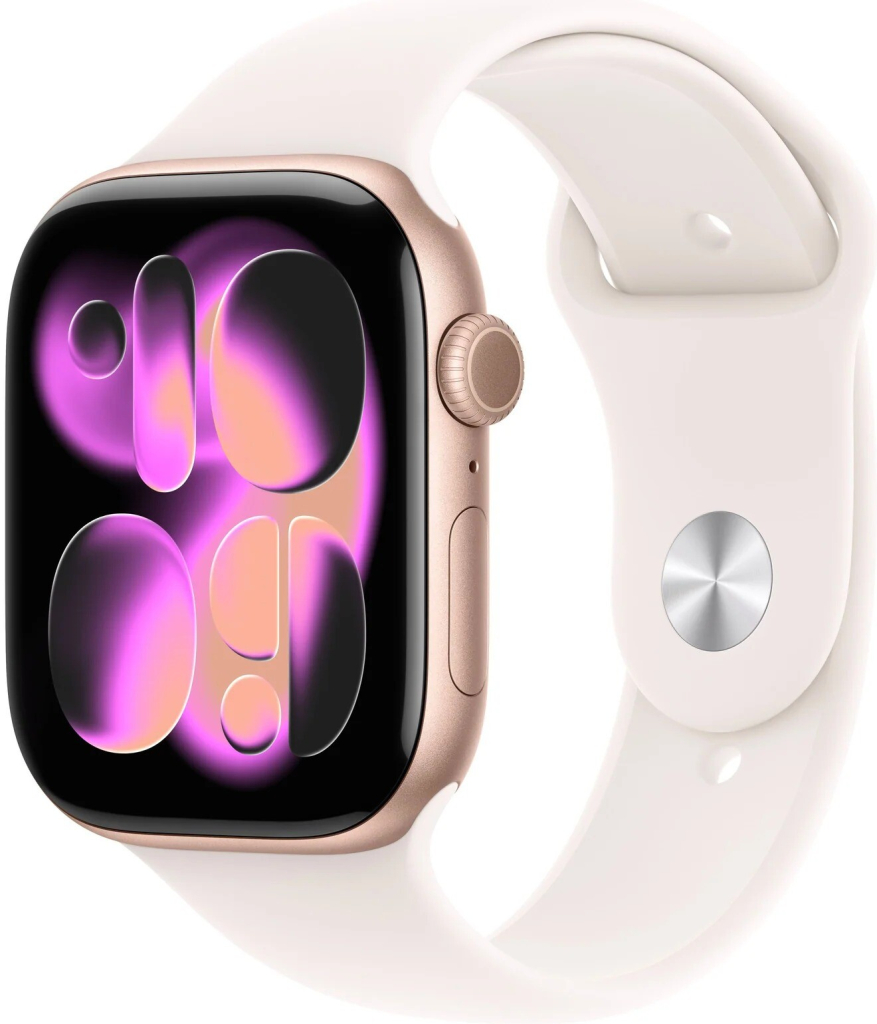 Apple Watch Series 11 GPS 46mm Rose Gold Aluminium Case with Light Blush Sport Band S/M MEV64WF/A