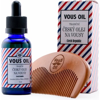 VousOil sada pro podporu růstu vousů VOUS GROWING SET olej na vousy 30 ml + hřebínek