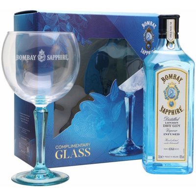 Bombay Sapphire Gin 40% 0,7 l (dárkové balení 1 sklenice) – Zbozi.Blesk.cz