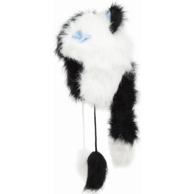 Haker Dětská zimní čepice zvířátko kočka černobílá