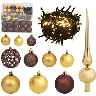 Nabytek XL 120dílná sada vánočních koulí se špicí a 300 LED zlatá a bronz – Zboží Mobilmania