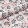 Metráž Bavlněné plátno růžové mřížky, šedý květ, š.140