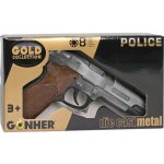 Alltoys policení pistole gold colection stříbrná kovová 8 ran – Hledejceny.cz