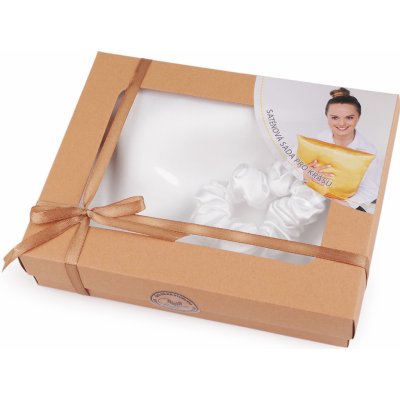 Prima-obchod Sada na spaní, saténový povlak na polštář a gumička, barva 1 bílá – Zboží Mobilmania