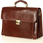 Mazzini business ručně šitá aktovka z pravé kůže Federico hnědá – Zboží Dáma
