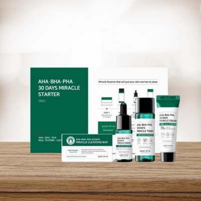 Some By Mi 30 Days Miracle čisticí mýdlo 30 g + tonikum 30 ml + sérum 10 ml + krém s kyselinami 20 g dárková sada – Zboží Mobilmania