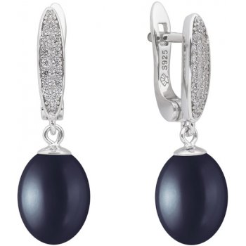 Gaura Pearls stříbrné náušnice s černou perlou a zirkony Linda SK17440EL/B černá