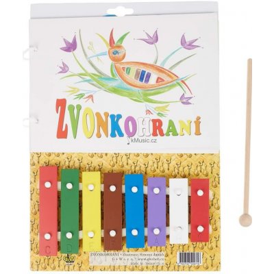 G+W Zvonkohraní Zvonkohra pro nejmenší děti, 8 kamenů, palička + barevný zpěvníček – Zboží Dáma