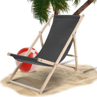 Yakimz Deckchair Camping Relax Lounger dřevěné útulné Sun Chair Wood Šedá – Zbozi.Blesk.cz