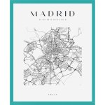Plakát Mapa města Madrid čtverec 40X50 cm + rám tyrkysové moře