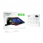 EVOLVEO CoolPro, chladící podložka pod notebook, 2x ventilátor, RGB podsvícení, černá – Hledejceny.cz