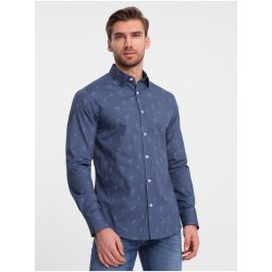 Ombre Clothing pánská vzorovaná košile tmavě modrá