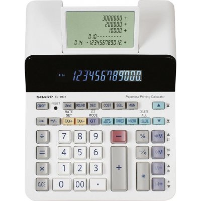 Sharp EL-1901 stolní kalkulačka šedá, bílá Displej (počet míst): 12 na baterii, 230 V (š x v x h) 192 x 254 x 66 mm – Zboží Mobilmania