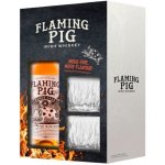 Flaming Pig Black Cask 40% 0,7 l (dárkové balení 2 sklenice) – Hledejceny.cz