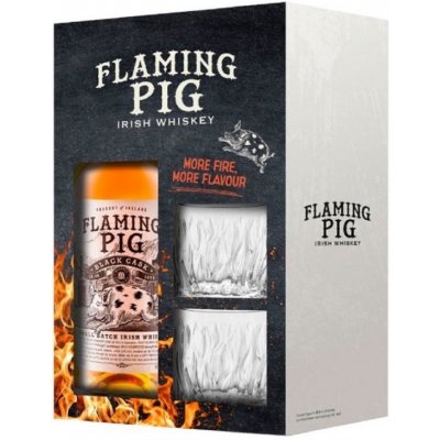 Flaming Pig Black Cask 40% 0,7 l (dárkové balení 2 sklenice) – Hledejceny.cz