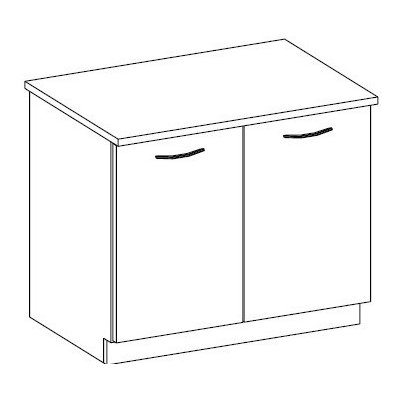 Expedo Kuchyňská skříňka dřezová s pracovní deskou EPSILON 80 ZL 2F ZB + kuchyňský dřez, 80x82x60, černá/bílá