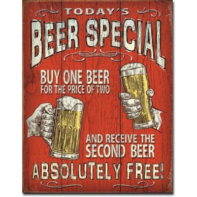 Today's Beer Special - plechová retro cedule 40x32 cm – Zboží Mobilmania