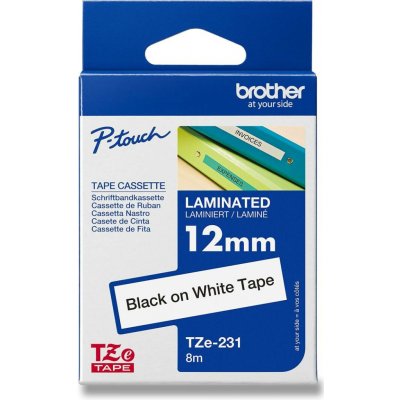 Brother TZE-231e - náhradní páska - 12 mm x 8 m, černo-bílá – Sleviste.cz