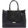 Kabelka MiaMore dámská kožená kabelka 01-052 Dollaro černá shopperbag s odnímatelným popruhem