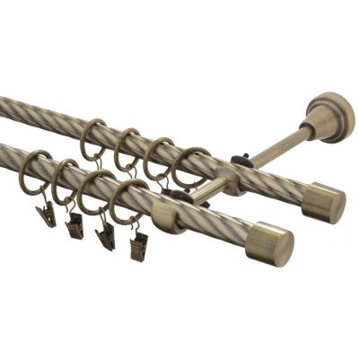 GARNÝŽE-HEBR Garnýž kroucená Válec double mosaz dvojitá 200 cm – Zboží Mobilmania