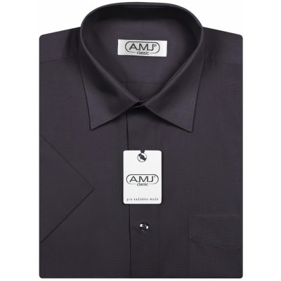 AMJ pánská košile jednobarevná krátký rukáv JK019 tmavě šedá – Zboží Mobilmania