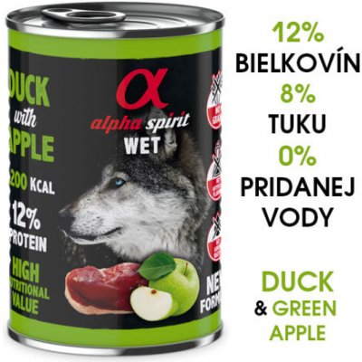 Alpha Spirit Dog Wet - Duck & Green Apple 400g