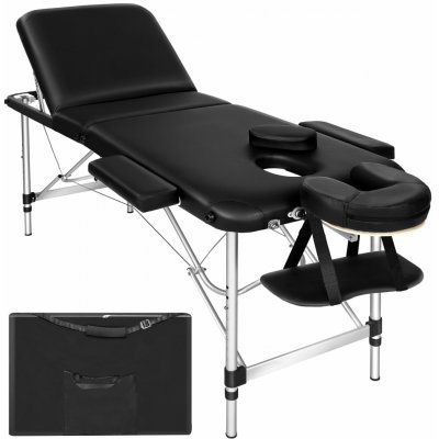 Tectake 401045 3 zónové masážní lehátko s 5 cm polstrováním a hliníkovým rámem černá – Zboží Dáma