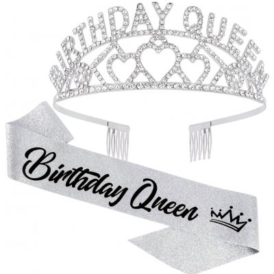 Sada Happy Queen - šerpa a korunka stříbrná (75) – Zboží Dáma