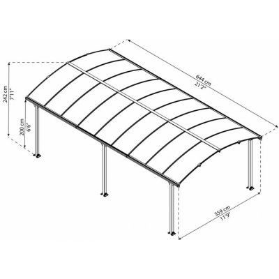Palram Přístřešek na auto Arcadia 6,44 x 3,6 m – Sleviste.cz