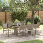 Omaxi 455475 Zahradní jídelní souprava 9 pcs Šedá 190 x 80 x 75 cm polyratan – Hledejceny.cz
