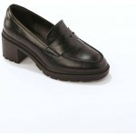 Kožené mokasíny na podpatku černá – Sleviste.cz