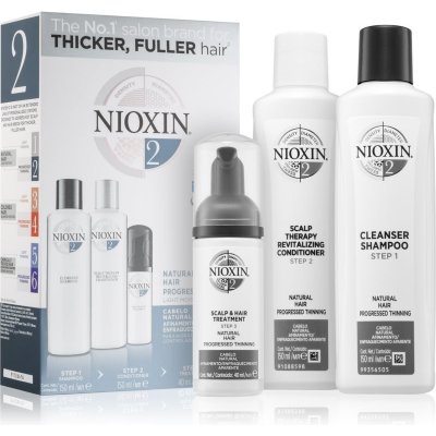 Nioxin System 2 čisticí šampon 150 ml + revitalizační kondicionér pro pokožku hlavy 150 ml + péče na vlasy a vlasovou pokožku 40 ml dárková sada