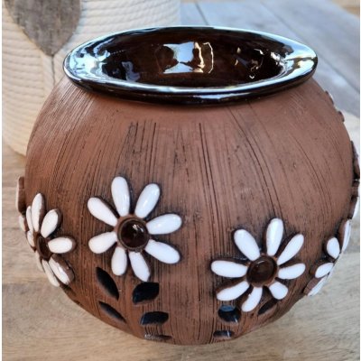Nebe doma aroma lampa s větvičkou a kopretinami 15 cm tmavá – Zboží Dáma