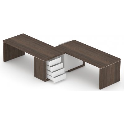 Nábytek Designový cz DLZ10 Manažerská sestava stolů s komodou SOLID Z10 ilm royal bílá – Zboží Dáma