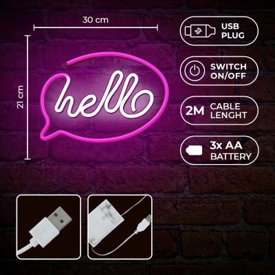 Forever dekorativní LED neon nápis Hello růžová bílá RTV100232 – Hledejceny.cz