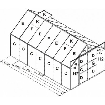 Vitavia Náhradní prosklení pro skleník Vitavia Uranus 6700 PC 4 mm LG2537