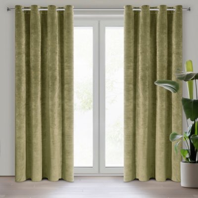 EUROFIRANY ZATEMŇOVACÍ ZÁVĚS NA KROUŽCÍCH RIA 140X250 CM OLIVOVÁ – Sleviste.cz