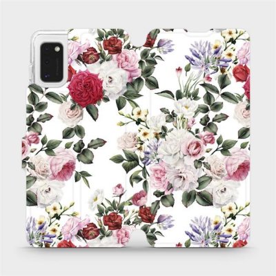 Pouzdro Mobiwear Parádní flip Samsung Galaxy A41 - MD01S - Růže na bílé