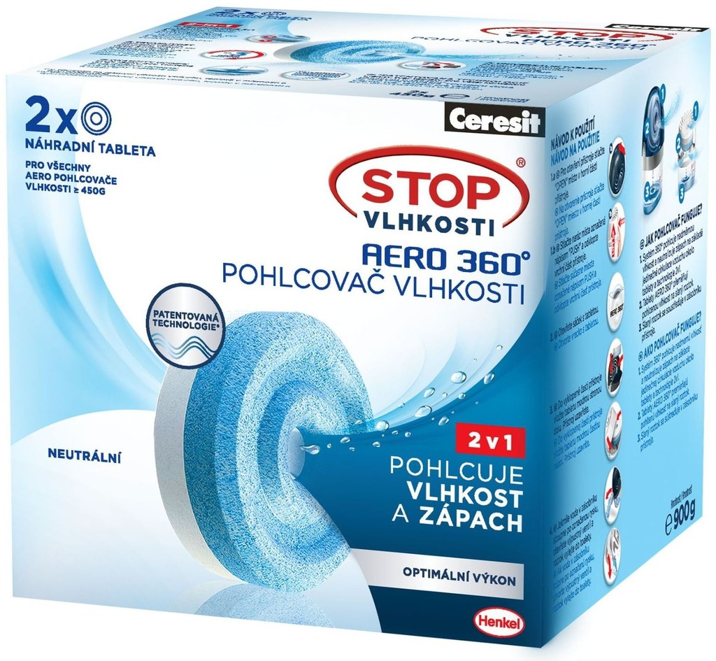 Ceresit Stop vlhkosti Aero 360° náhradní tablety 2 x 450 g Neutral