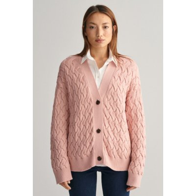 Gant TEXTURED COTTON CARDIGAN růžová – Zboží Mobilmania