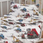 Biante Dětské bavlněné povlečení Sandra SA-578 Náklaďáky a bagry na bílém 90 x 140 cm 50 x 70 cm – Zboží Dáma