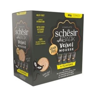 Schesir Cat After Dark Velv.Mousse Variety 12 x 80 g – Hledejceny.cz