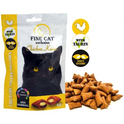 Fine Cat Exclusive Plněné polštářky pro kočky ANTI HAIRBALL KUŘECÍ 60 g