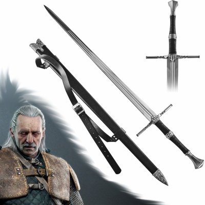 AF Luxusní ostrý meč Zaklínač/Witcher VESEMIR'S SWORD s pevnou pochvou a popruhemFunkční! – Zboží Mobilmania