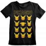 CurePink dětské tričko pokémon Pikachu Faces černá – Zboží Dáma