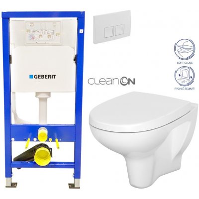 Geberit Duofix tlačítko DELTA50 bílé WC CERSANIT ARTECO + SEDÁTKO 458.103.00.1 50BI AT1