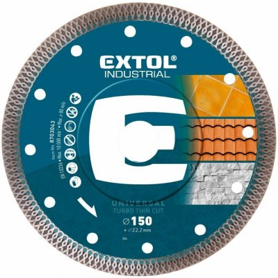 EXTOL INDUSTRIAL 8703043 kotouč diamantový řezný, turbo Thin Cut, suché i mokré řezání, O 150x22,2x1,8mm – Zboží Mobilmania