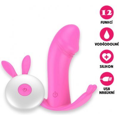 VšeNaSex.cz Bezdrátový vibrační motýlek USB Wireless Rabbit růžový