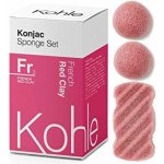 Kohle Company Konjac houbičky dárková sada červený Jíl 3 ks – Zboží Dáma